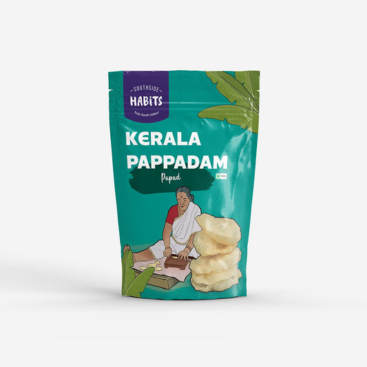 Image of packet with Kerala Pappadam depicting traditional south indian style lady